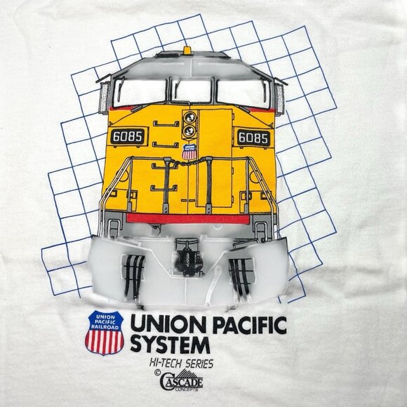 VTG Union Pacific System Hi Tech Railroad T Shirt Oneita Single Stitch Size L - Picture 2 of 7